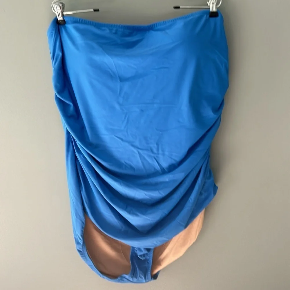 -NWT  Plus size - Ruched bandeau one-piece in sail blue Size 24